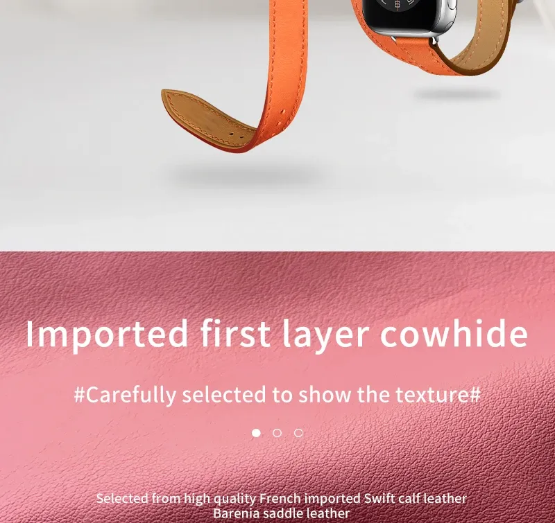 Bracelet cuir double tour 41 à 49 mm Apple Watch