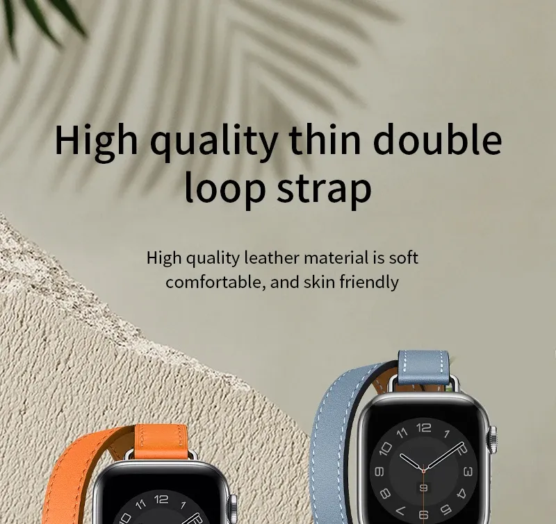 Bracelet cuir double tour 41 à 49 mm Apple Watch