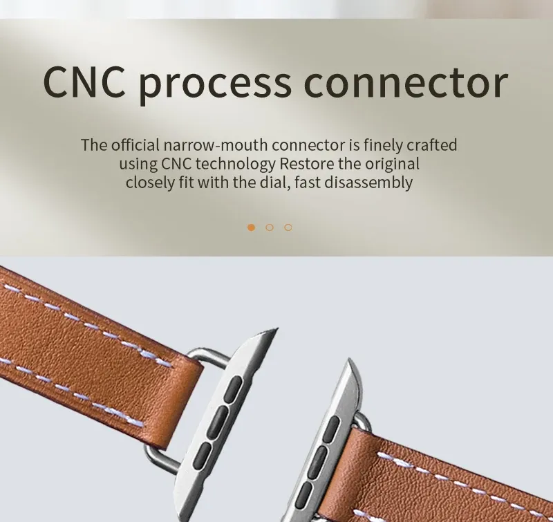 Bracelet cuir double tour 41 à 49 mm Apple Watch