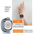Bracelet cuir double tour 41 à 49 mm Apple Watch – Couleur du bracelet Lin Blue(SimpleBox)