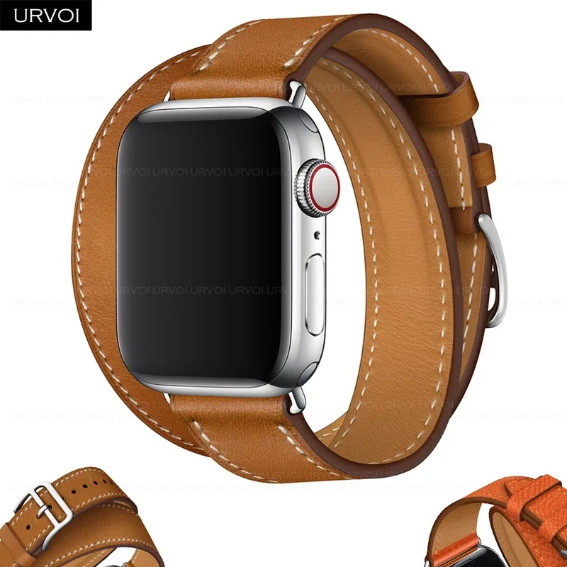 Bracelet cuir double tour fin 38 à 49 mm Apple Watch
