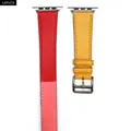 Bracelet cuir double tour fin 38 à 49 mm Apple Watch – Couleur du bracelet Ambre Capucine