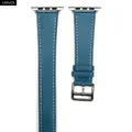 Bracelet cuir double tour fin 38 à 49 mm Apple Watch – Couleur du bracelet Bleu Jean