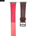 Bracelet cuir double tour fin 38 à 49 mm Apple Watch – Couleur du bracelet Bordeaux Rose