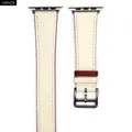 Bracelet cuir double tour fin 38 à 49 mm Apple Watch – Couleur du bracelet Cream Rouge H