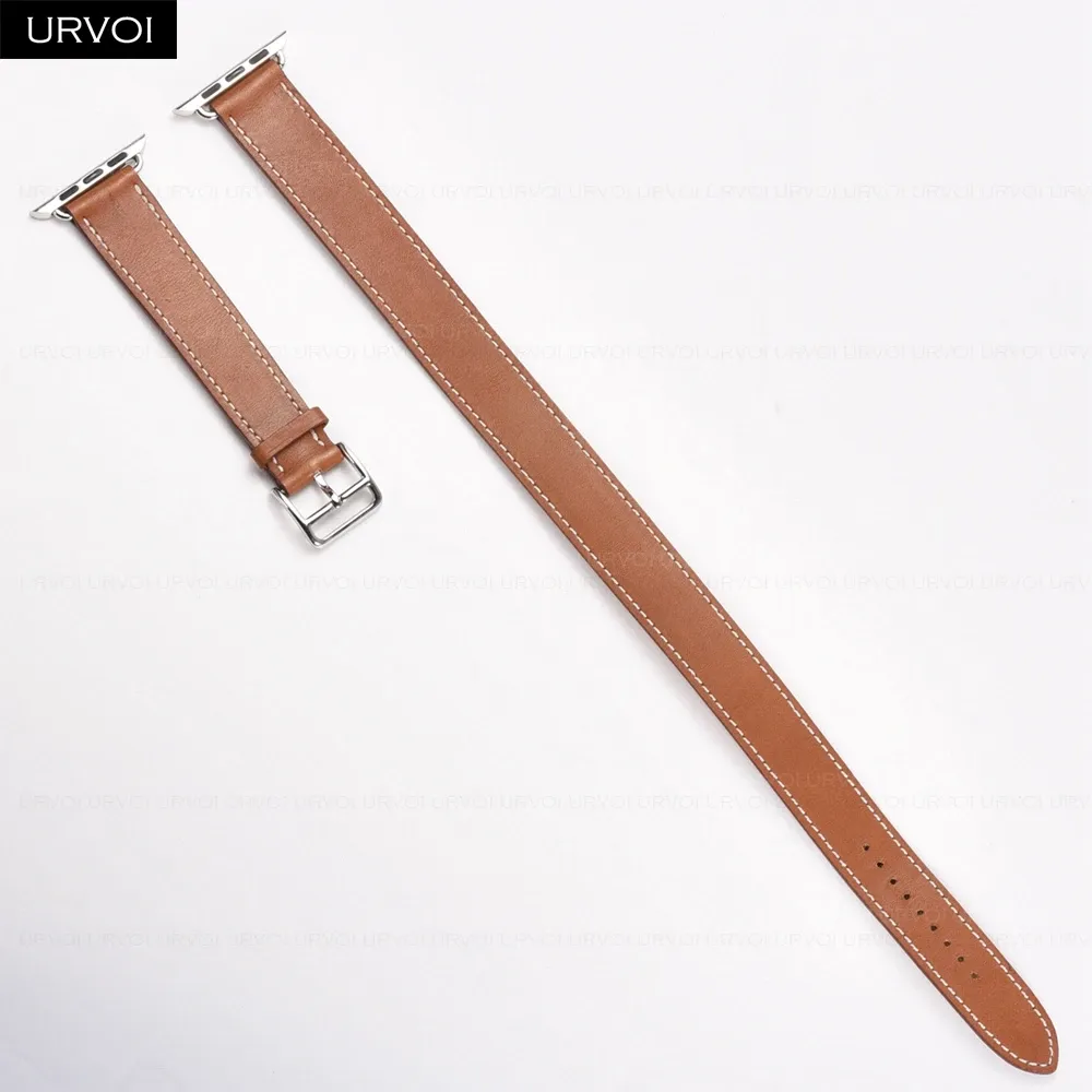 Bracelet cuir double tour fin 38 à 49 mm Apple Watch