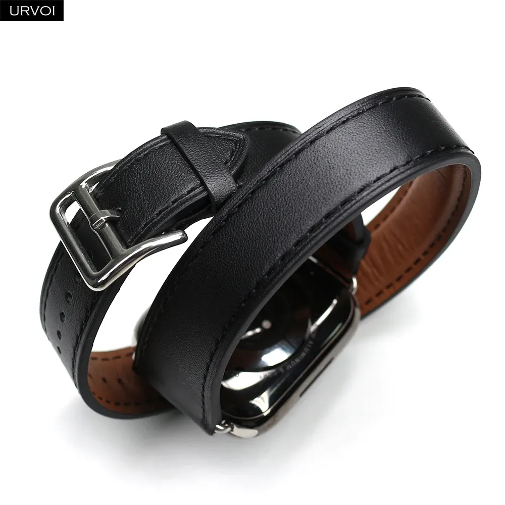 Bracelet cuir double tour fin 38 à 49 mm Apple Watch