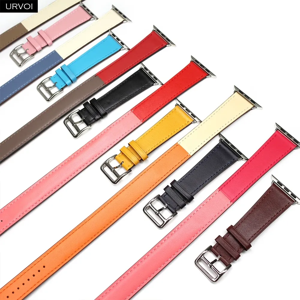 Bracelet cuir double tour fin 38 à 49 mm Apple Watch