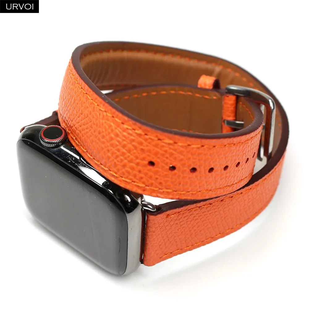 Bracelet cuir double tour fin 38 à 49 mm Apple Watch