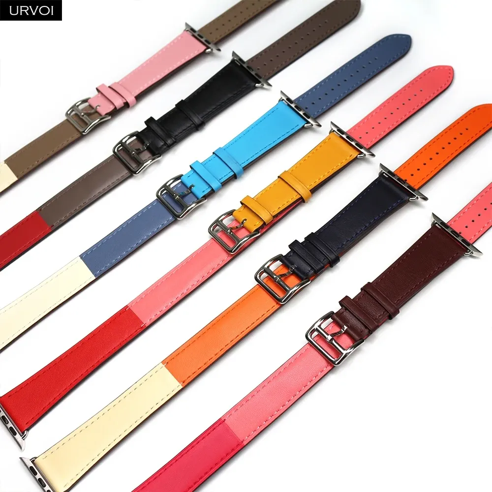 Bracelet cuir double tour fin 38 à 49 mm Apple Watch