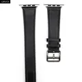 Bracelet cuir double tour fin 38 à 49 mm Apple Watch – Couleur du bracelet Noir