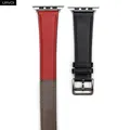 Bracelet cuir double tour fin 38 à 49 mm Apple Watch – Couleur du bracelet Noir Brique