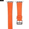 Bracelet cuir double tour fin 38 à 49 mm Apple Watch – Couleur du bracelet Orange