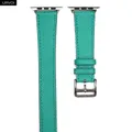 Bracelet cuir double tour fin 38 à 49 mm Apple Watch – Couleur du bracelet Peacock blue