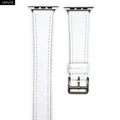 Bracelet cuir double tour fin 38 à 49 mm Apple Watch – Couleur du bracelet White