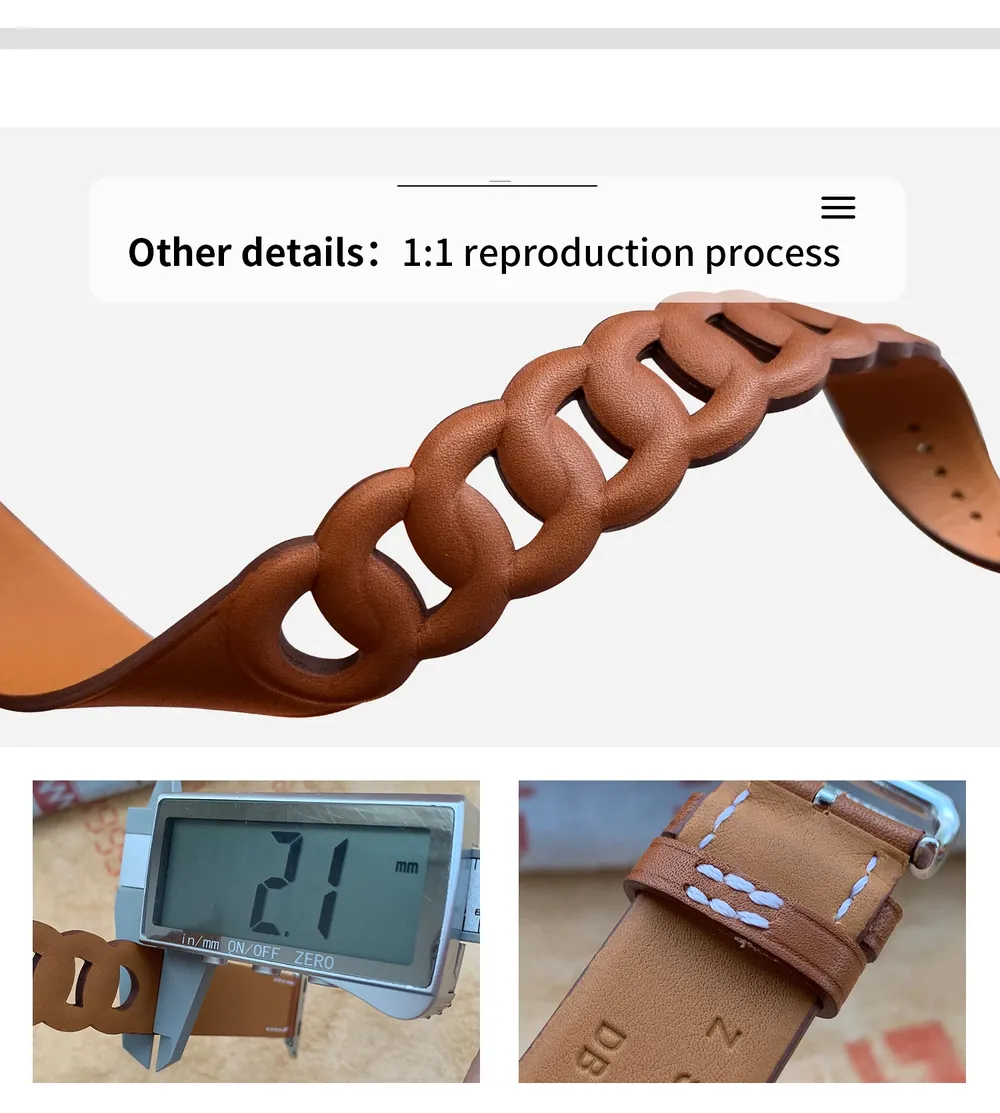 Bracelet cuir double tour gourmette pour Apple Watch 40 à 46 mm