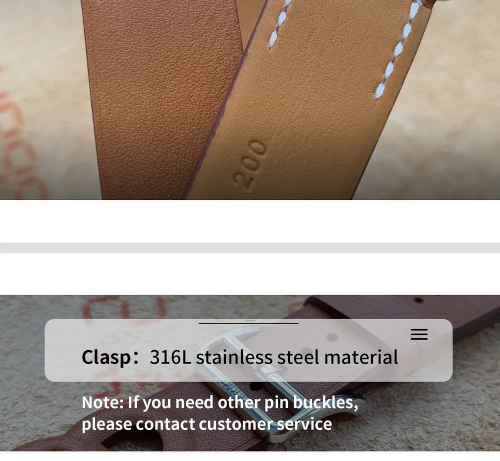 Bracelet cuir double tour gourmette pour Apple Watch 40 à 46 mm