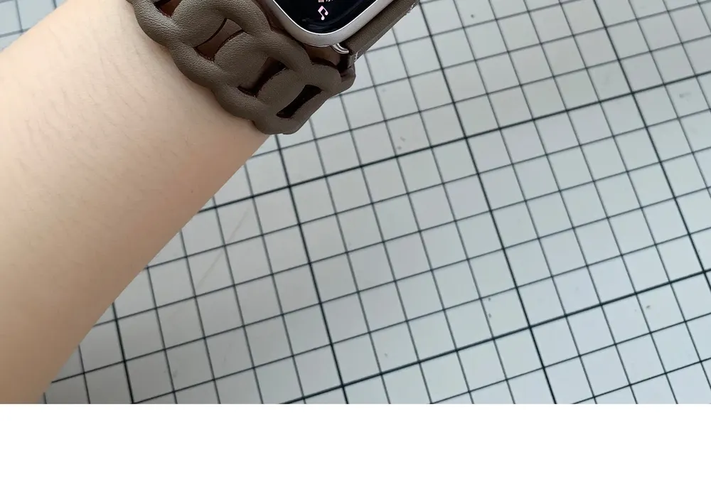 Bracelet cuir double tour gourmette pour Apple Watch 40 à 46 mm