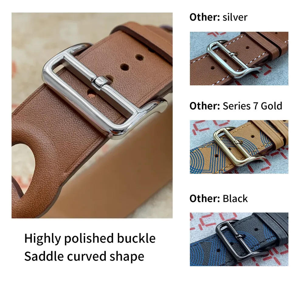 Bracelet cuir double tour gourmette pour Apple Watch 40 à 46 mm