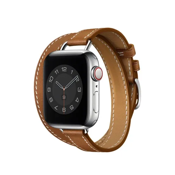 Bracelet cuir double tour pour Apple Watch 38 à 46 mm