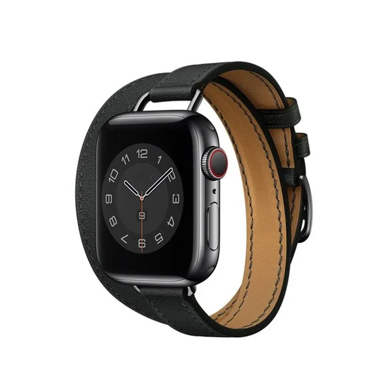 Bracelet cuir double tour pour Apple Watch 38 à 46 mm