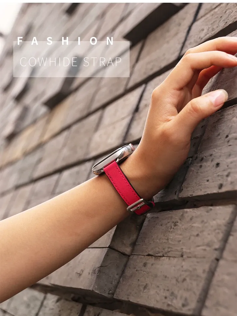 Bracelet cuir double tour pour Apple Watch 38 à 46 mm