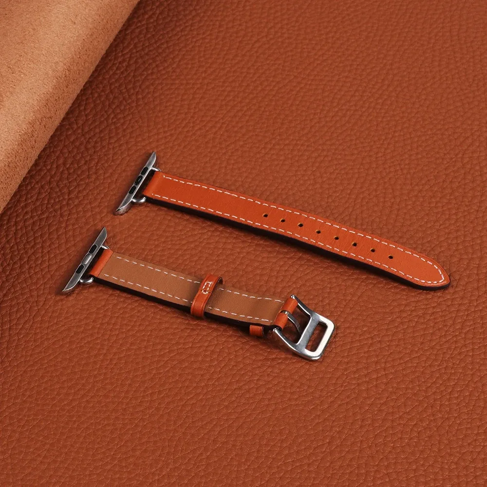Bracelet cuir double tour pour Apple Watch 38 à 46 mm