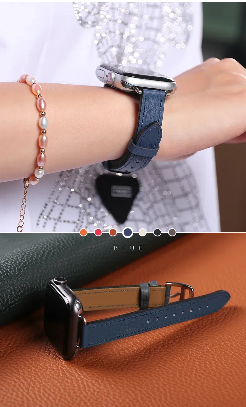 Bracelet cuir double tour pour Apple Watch 38 à 46 mm