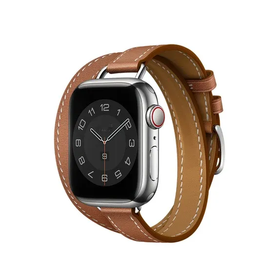 Bracelet cuir double tour pour Apple Watch 38 à 46 mm