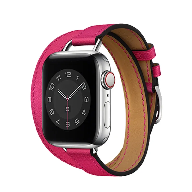 Bracelet cuir double tour pour Apple Watch 38 à 46 mm