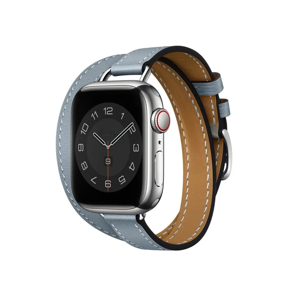 Bracelet cuir double tour pour Apple Watch 38 à 46 mm