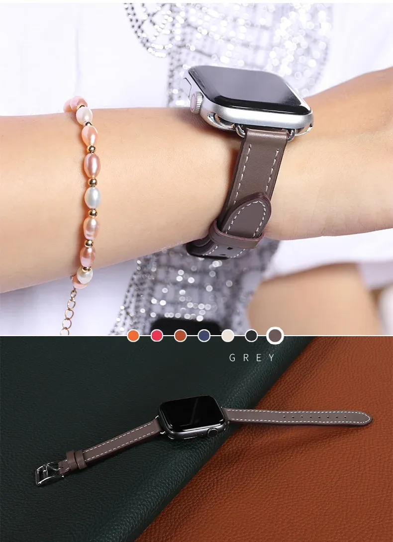 Bracelet cuir double tour pour Apple Watch 38 à 46 mm