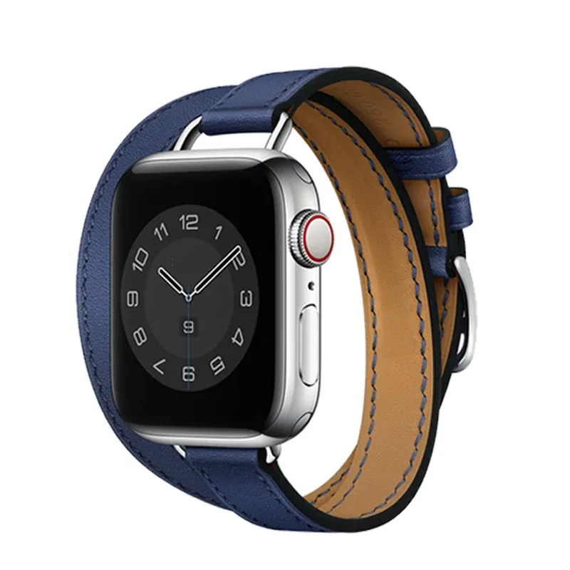Bracelet cuir double tour pour Apple Watch 38 à 46 mm