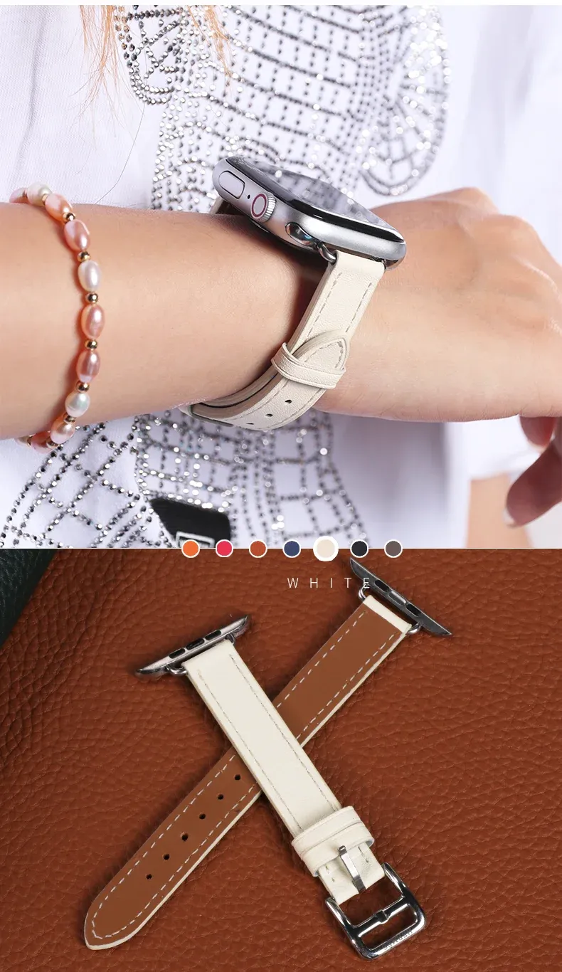 Bracelet cuir double tour pour Apple Watch 38 à 46 mm