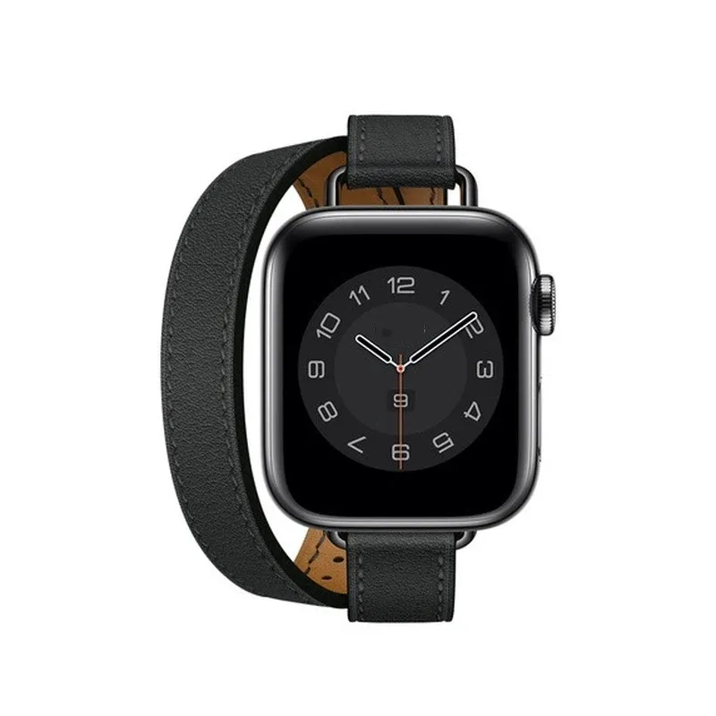 Bracelet cuir double tour pour Apple Watch 38 à 46 mm