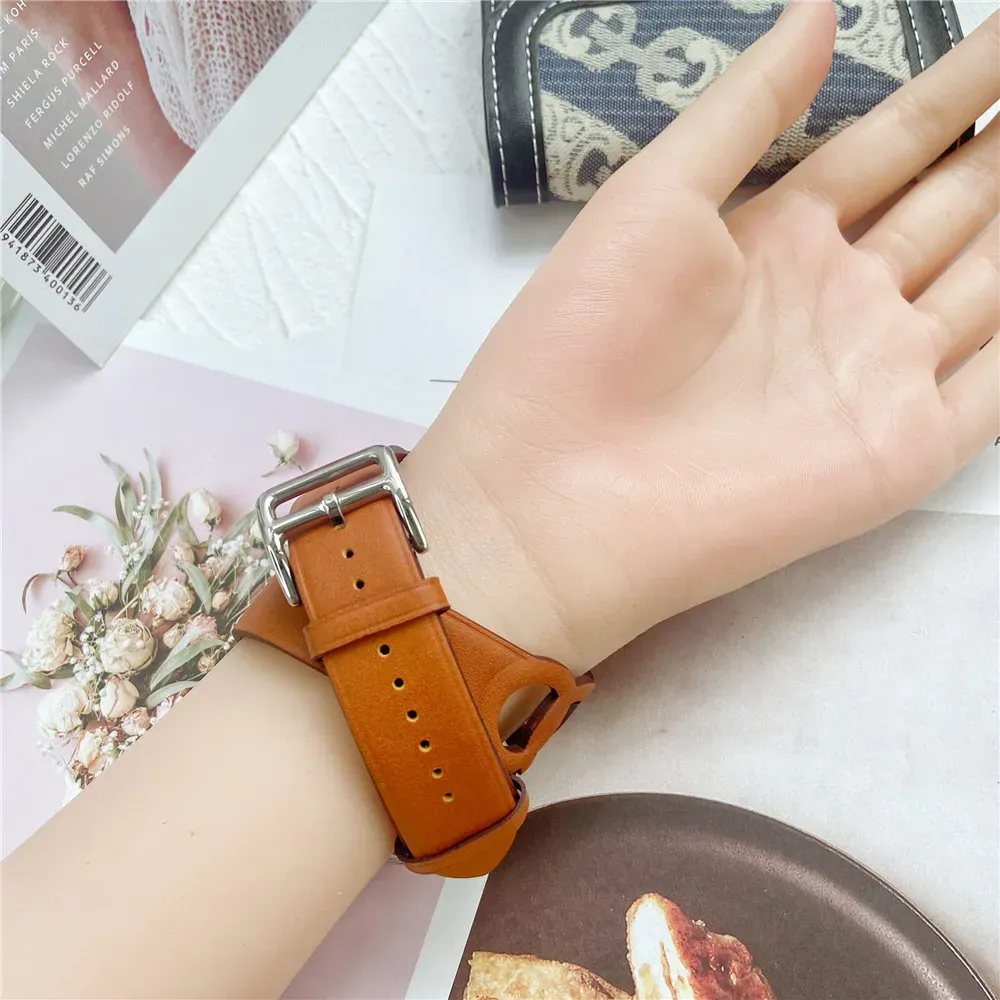 Bracelet cuir double tour pour Apple Watch 38 à 46 mm