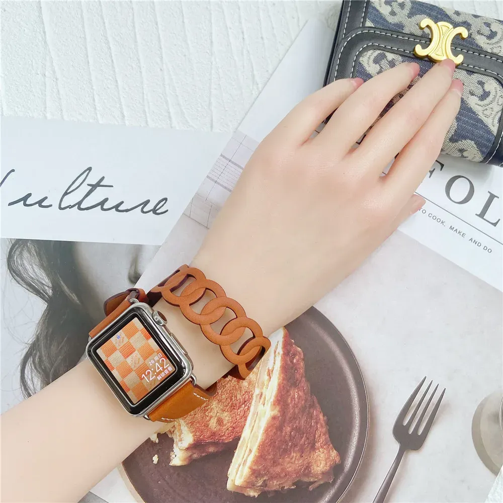 Bracelet cuir double tour pour Apple Watch 38 à 46 mm