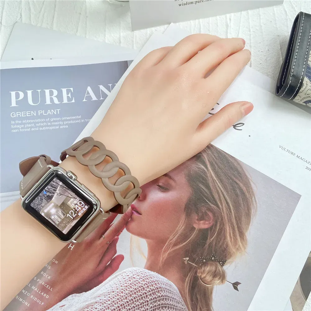 Bracelet cuir double tour pour Apple Watch 38 à 46 mm