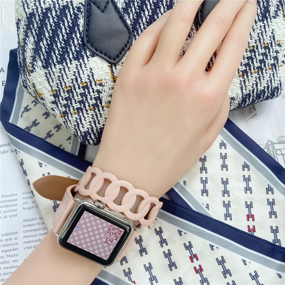 Bracelet cuir double tour pour Apple Watch 38 à 46 mm