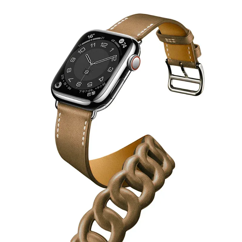 Bracelet cuir double tour pour Apple Watch 38 à 46 mm