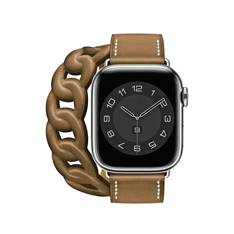 Bracelet cuir double tour pour Apple Watch 38 à 46 mm
