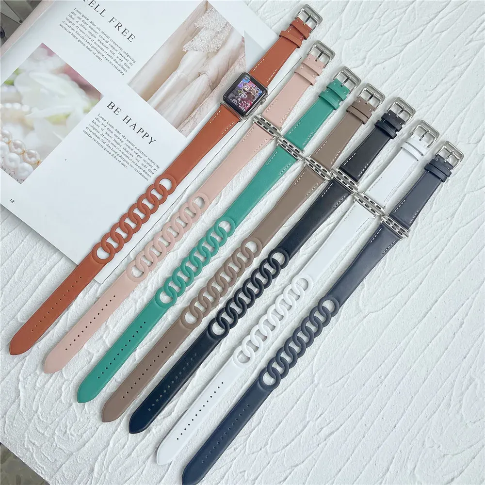 Bracelet cuir double tour pour Apple Watch 38 à 46 mm