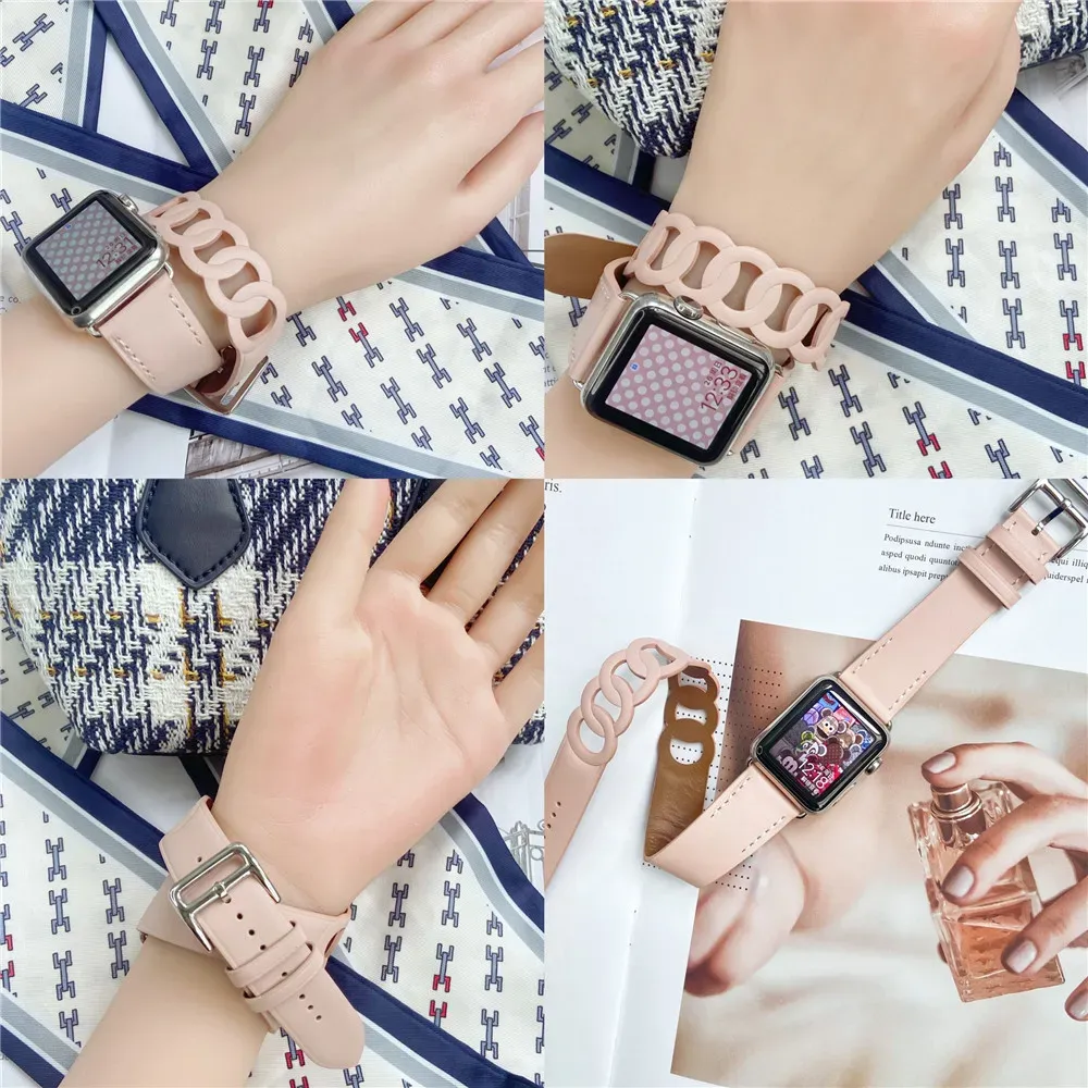Bracelet cuir double tour pour Apple Watch 38 à 46 mm