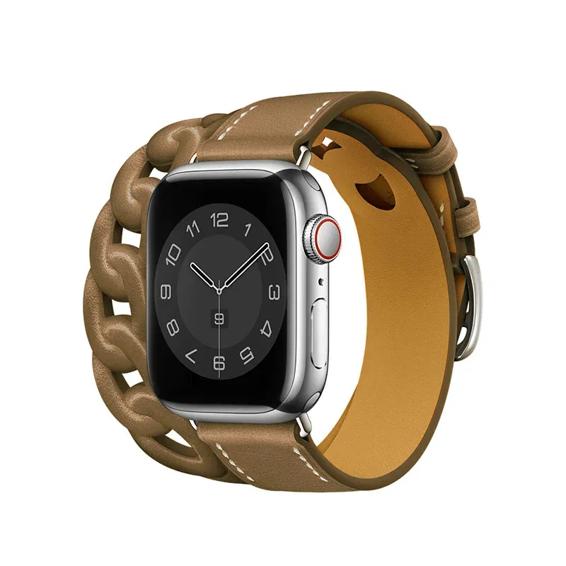 Bracelet cuir double tour pour Apple Watch 38 à 46 mm