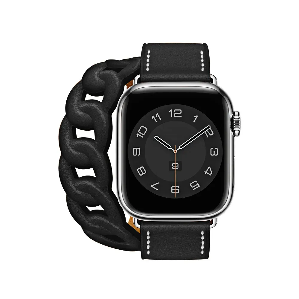 Bracelet cuir double tour pour Apple Watch 38 à 46 mm