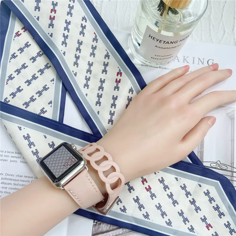 Bracelet cuir double tour pour Apple Watch 38 à 46 mm