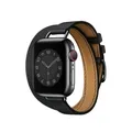 Bracelet cuir double tour pour Apple Watch 38 à 46 mm – Couleur du bracelet Double Black