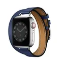 Bracelet cuir double tour pour Apple Watch 38 à 46 mm – Couleur du bracelet Double Blue