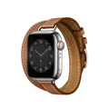 Bracelet cuir double tour pour Apple Watch 38 à 46 mm – Couleur du bracelet Double Gold