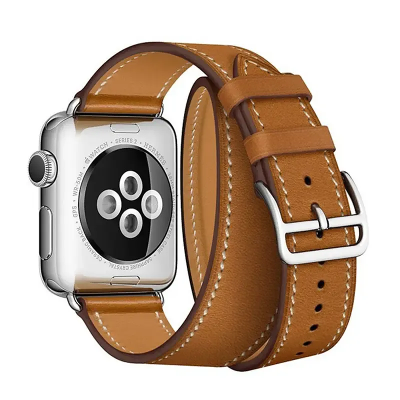 Bracelet cuir double tour pour Apple Watch 38 à 49 mm